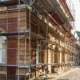 Construction scaffolding of a building under renovation