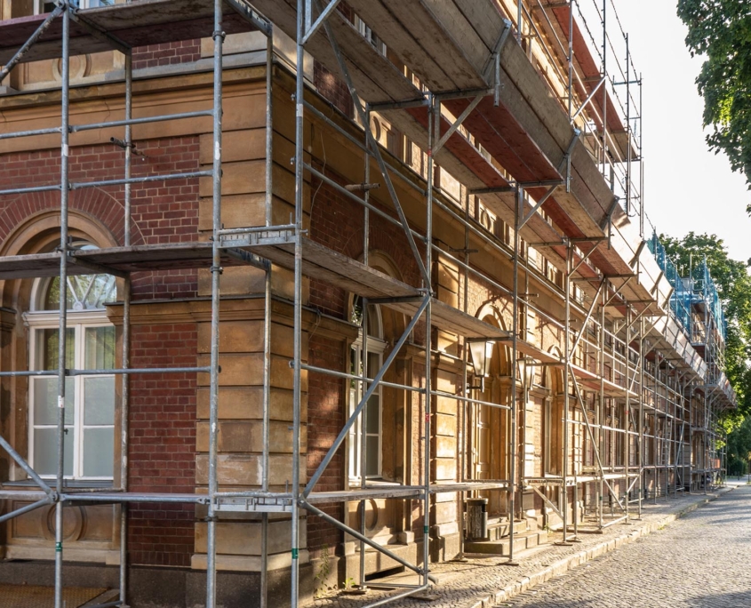 Construction scaffolding of a building under renovation